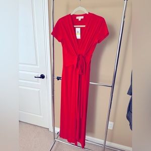 ❤️ New! NWT Red Michael Kors Dress Jersey Stretch High Low Flattering Medium ❤️